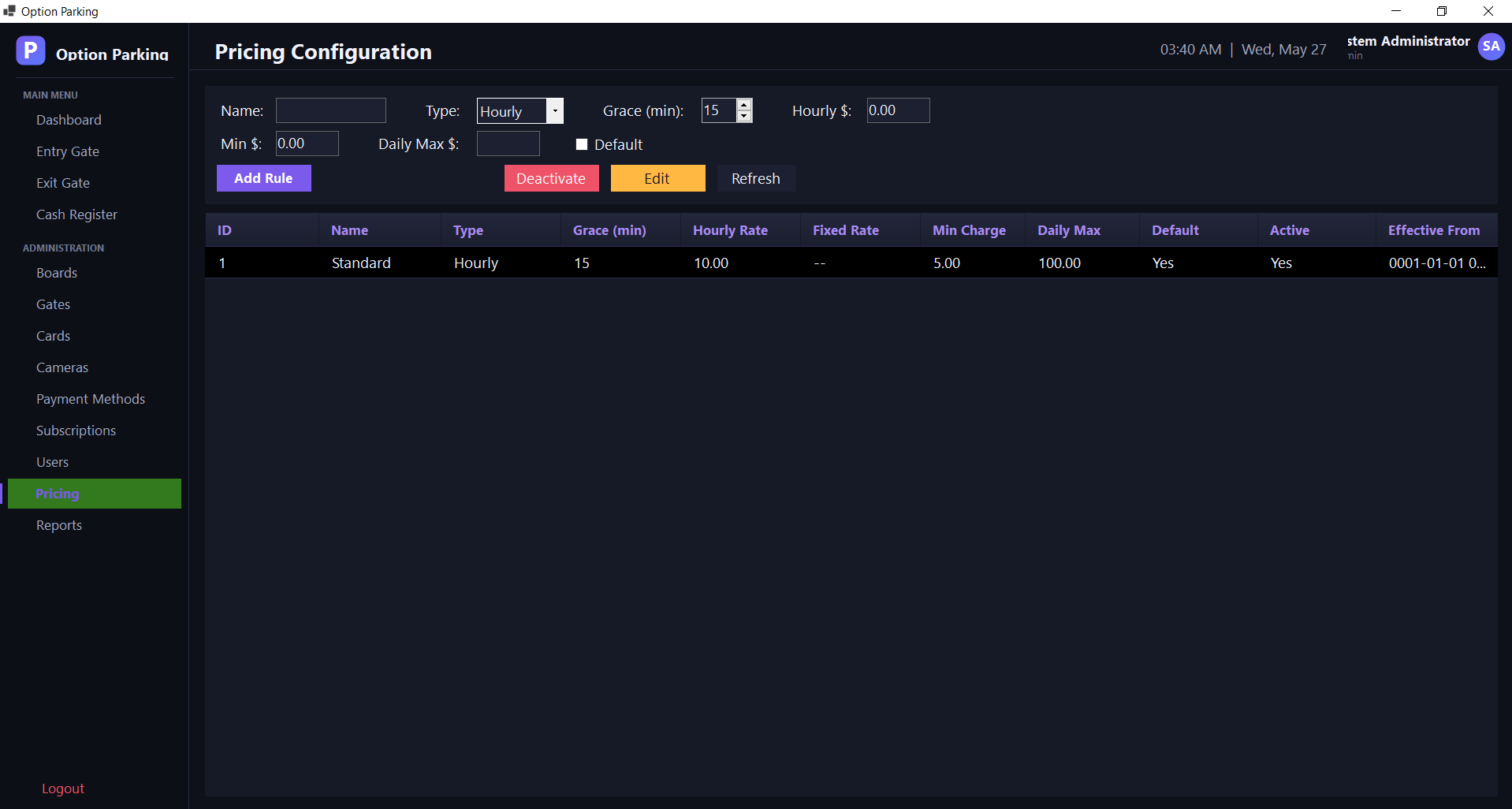 Pricing Settings