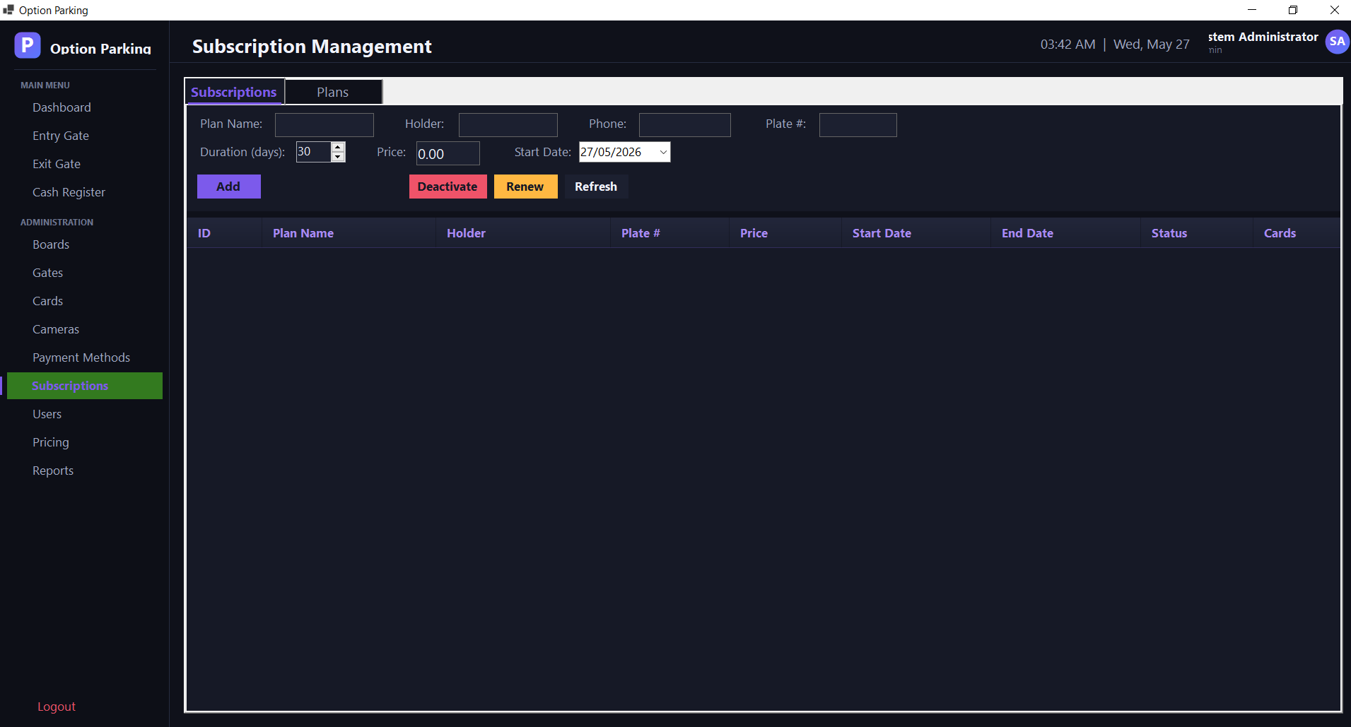 Subscriptions Management